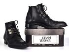 C0 Auth GIANNI VERSACE Black Baby Calf 1100 Pin-Snap Ankle Boot Shoes Size 6