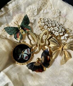 Vintage Brooch & Pendant Lot of 5 BSK, DE Nicola +Bonus Floral Brooch Pin Broken