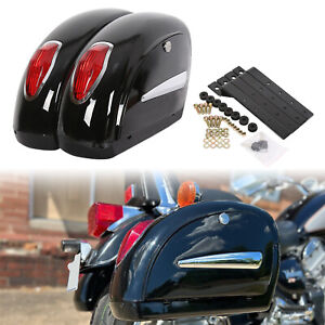 Black Universal Motorcycle Saddle Bag Saddlebags Trunk For Honda Harley Yamaha (For: Indian Roadmaster)