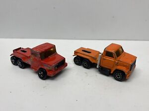 Majorette Magirus and GMC Semi Truck Lot Red And Orange 1/100 Scale