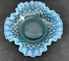 Fenton Blue Opalescent Hobnail Ribbed Plate