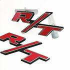 2X OEM For RT Front Grill Emblem R/T Rear Car Aluminum line red Black Badge  (For: More than one vehicle)