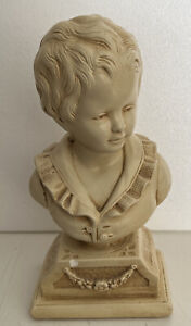 Vintage Alexander Backer Co Bust of a Victorian Young Boy In Antique White