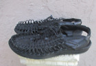 KEEN ~ UNEEK BLACK LEATHER PARACORD BRAIDED DRAWSTRING SANDALS  11.5