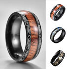 New Wood Pattern Vintage Band Tungsten Steel Men's Silver Brushed Ring Size 6-13
