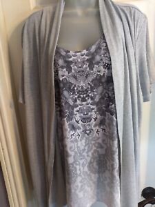 Blair Top Gray Cardigan Over Sequined Tank 1 Pc Looks Like 2 Sz 2XL
