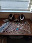 Vintage Estate Jewelry /Junk Lot Including Wooden Jewelry Box, No Tangle Cleaned