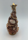 Vintage PINK Bottle Brush Glitter Flocked Christmas Tree 4.5