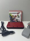 Nintendo 3DS XL Red System Bundle 2 Chargers and Mario Kart 7 MINT Screen