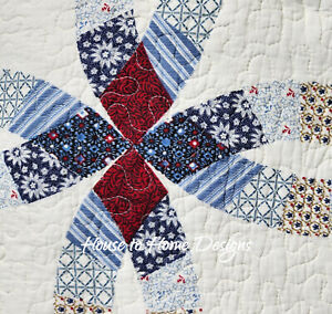 VALLEY FORGE BLUE WEDDING RING Full Queen QUILT SET : COTTAGE FLORAL FARMHOUSE