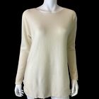 ANN TAYLOR 100% Cashmere Long Sleeve Tunic Sweater Boatneck Women’s Size M Cream