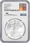 2021 $1 American Silver Eagle Dollar MS70 NGC Type 1 First Releases Signed ^