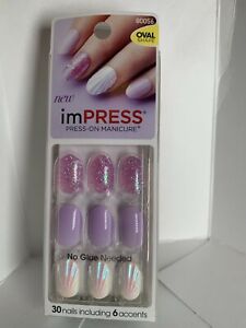 ImPRESS Press On Nails Manicure Purple Lavender Glitter Seashell Accent