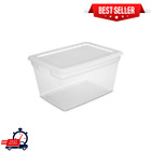 Plastic Tote Box Storage Containers 58 Qt Clear Stackable Bin With Lid (1 PACK)