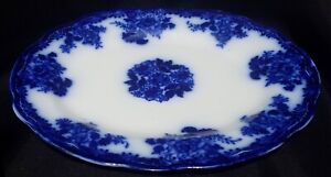 Waldorf New Wharf Pottery-Flow Blue Platter-Embossed Edge Ironstone-10 3/4