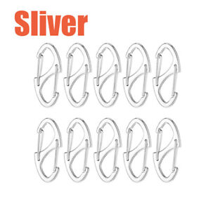 10-30xDual Wire Gate Snap Hook Mini Alloy Spring Carabiner Clip Keychain Outdoor