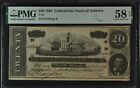 T-67 $20 1864 Confederate States Currency Banknote Civil War Money, PMG AU 58