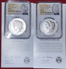 2021  Peace Silver Dollar & Morgan CC Set NGC MS 70 First Day of Issue Boxes COA