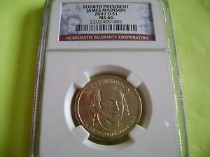 2007-D JAMES MADISON NGC MS 66 BUSINESS STRIKE DOLLAR COIN