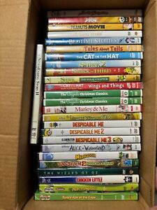 Children Movie Lot of 32 DVD's Peanuts Shrek Despicable Me Scooby Doo Madagascar