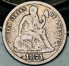 1871 Seated Liberty Dime 10c Ungraded Choice US Silver Coin CC20732