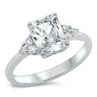 Engagement White CZ Promise Cushion Ring .925 Sterling Silver Band Sizes 4-10
