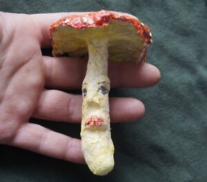 Christmas ornament vintage fly agaric red spun cotton natural size dotted