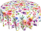 Spring Summer Floral Round Tablecloth 60 Inch Flower Table Clothes Multicolor