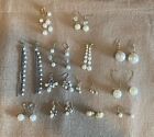 Lot of 13 Faux Pearl Earrings Costume Jewelry Dangles Studs Long Vintage To Now
