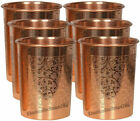 Beautiful Copper Water Tumbler Embossed Drinking Glass Cup Health Benefits 300ML