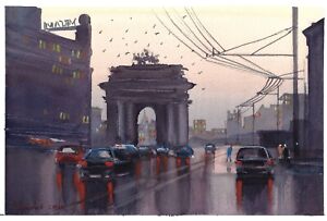 New Listingoriginal painting 20 x 30 cm 92ChO artwork modern watercolor cityscape