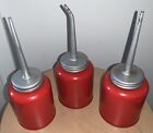 Vintage Red  Oil  Cans TRIO SET Eagle Brand Thumb Oilers Made In USA