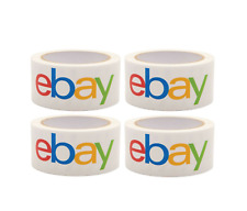 4 Rolls Official eBay Branded Logo BOPP Shipping Tape White New Sealed