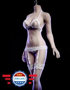 1/6 Lace Lingerie Bra Garter Stockings Set in WHITE for 12'' Female Figure Doll