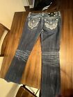 Miss Me Signature Boot Jeans Sz 28 2832 Dark Wash Bling Embriodered Bootcut