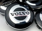 For VOLVO WHEEL CAPS 4pcs 64mm Black Silver Center Logo Decal Badge Car Styling (For: Volvo 240)