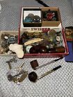 TREASURE JUNK DRAWER Lot Keys Coins Silver Antique Knife Jewelry Marbles Pipes