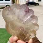 174G Natural Fluorite Quartz Carved Shell Bowl Crystal Spirit Therapy Gift