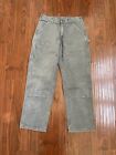 Carhartt Double Knee Work Pants Size 31x31 Gray Canvas Duck Vtg Dungaree