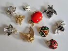 Vintage Brooch Pin Lot Bug Insect Rhinestone Enamel Signed