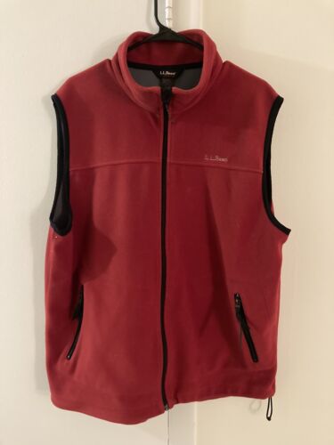 Vintage L.L. Bean Men’s Red Fleece Sleeveless Vest Jacket Made In USA Size XLT