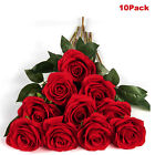 10Pcs Red Silk Roses Artificial Flowers Realistic Bouquet Valentine Home Decor