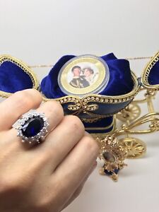 MAJESTY ROYAL BLUE SAPPHIRE RING COIN LAB CREATED INSPIRED BY PRINCESS DIANA S10
