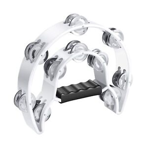 Double Row Jingles Half Moon Musical Tambourine Percussion Drum White Party KTV