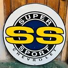 Rare Vintage Porcelain Chevrolet Super Sport 30 Inches Double Sided Enamel Sign
