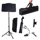 Portable Lightweight Metal Folding Sheet Music Stand With Carrying Bag & Light