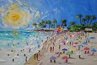 Modern Abstract Handpainted High Quality Art Oil Painting Summer beach On Canvas