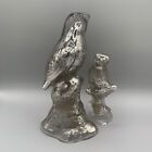Vintage Mercury Glass - Bird on Pedestal  Figurine Set Of Two - 8.25 & 6”tall.