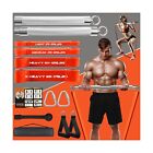 Portable Extra Heavy Home Gym Resistance Band Bar Set with 4 Stackable Resist...