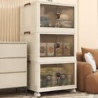 3 Collapsible Storage Cabinet Box Organizers & Storage Containers w/ Wheels